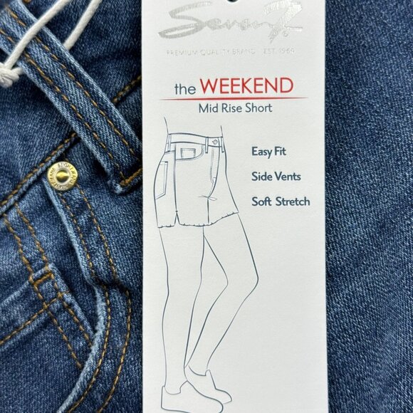 Seven7 Women's Weekend Easy Fit Stretch Blue Denim Shorts Plus 24W Raw Hem NWT - Picture 5 of 11